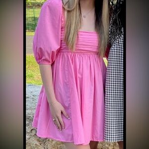 Abercrombie & Fitch Pink Puff Sleeve Dress